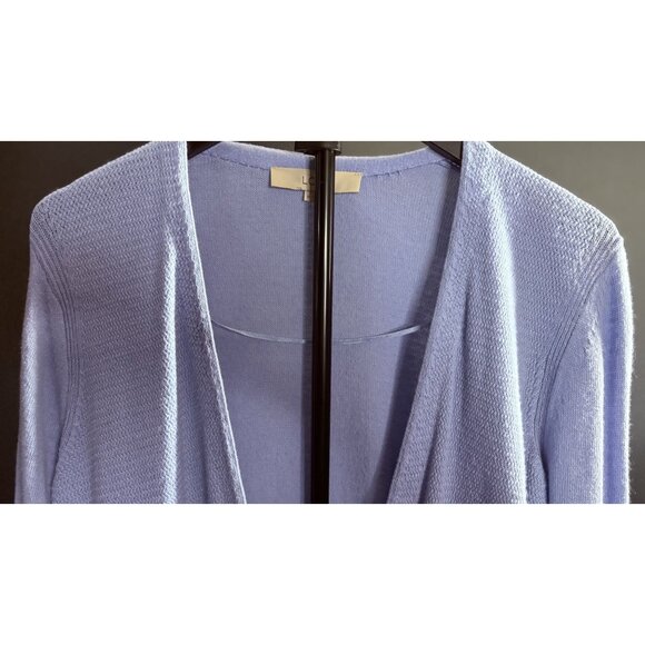 Ann Taylor Loft Womens Light Blue Open Front Cardigan Sweater Long Sleeve Ribbed - Picture 3 of 6